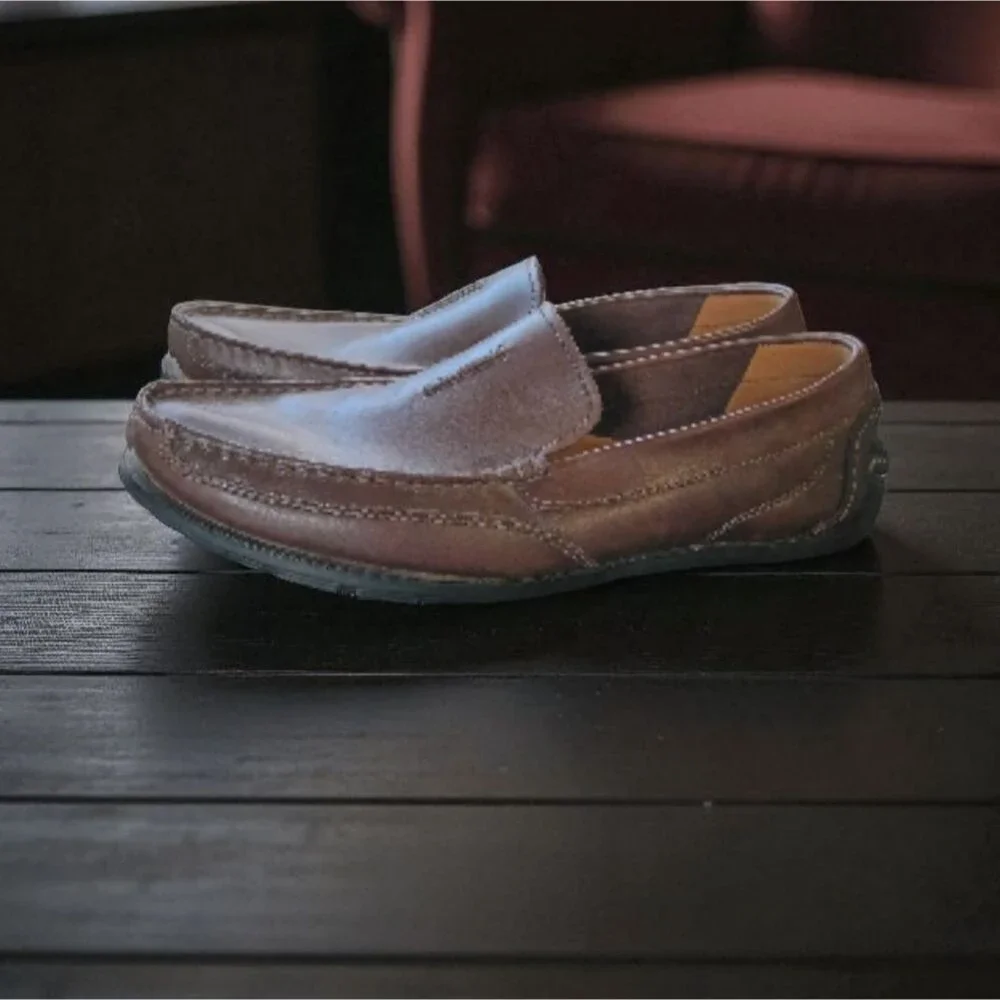 CLARKS MENS DRIVING MOCS MOCCASINS DRIVERS BROWN LEATHER 10.5M